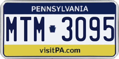 PA license plate MTM3095