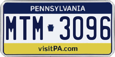 PA license plate MTM3096
