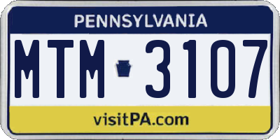 PA license plate MTM3107