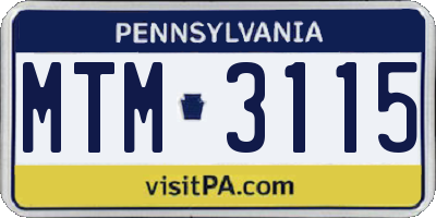 PA license plate MTM3115