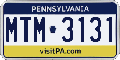 PA license plate MTM3131