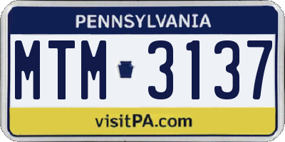PA license plate MTM3137