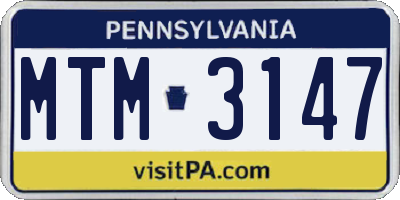 PA license plate MTM3147