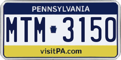PA license plate MTM3150