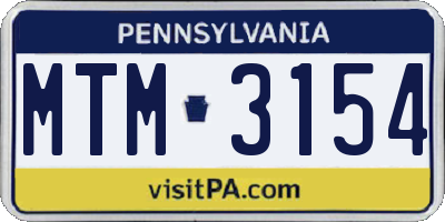 PA license plate MTM3154