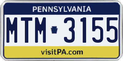 PA license plate MTM3155