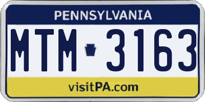 PA license plate MTM3163