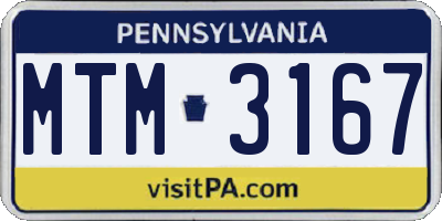 PA license plate MTM3167