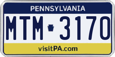 PA license plate MTM3170