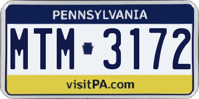 PA license plate MTM3172
