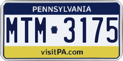 PA license plate MTM3175