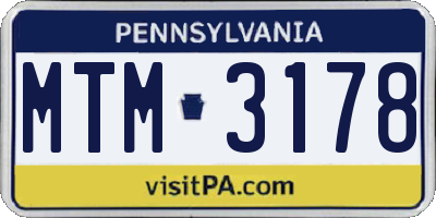 PA license plate MTM3178