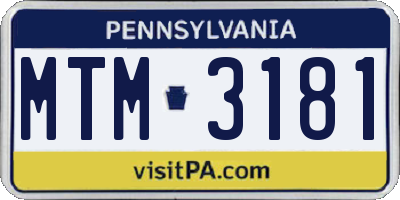 PA license plate MTM3181