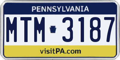 PA license plate MTM3187