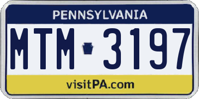PA license plate MTM3197