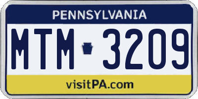 PA license plate MTM3209
