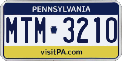 PA license plate MTM3210
