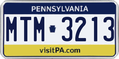 PA license plate MTM3213