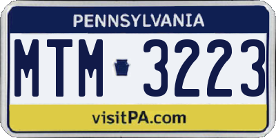 PA license plate MTM3223