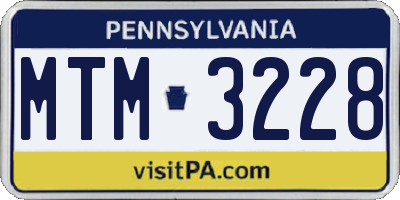 PA license plate MTM3228