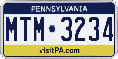 PA license plate MTM3234