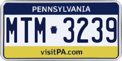 PA license plate MTM3239