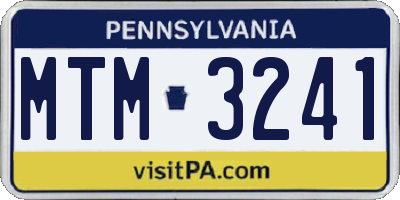 PA license plate MTM3241