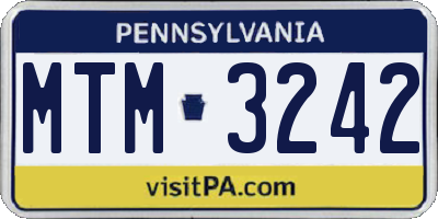 PA license plate MTM3242