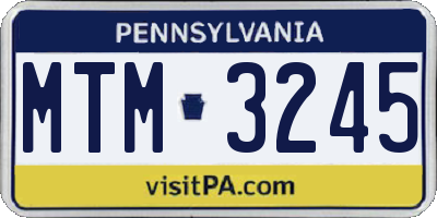 PA license plate MTM3245