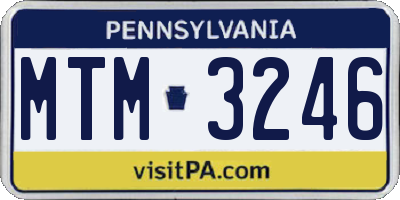 PA license plate MTM3246