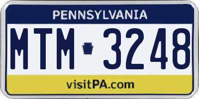 PA license plate MTM3248