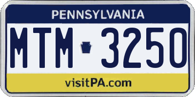 PA license plate MTM3250