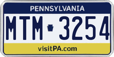 PA license plate MTM3254