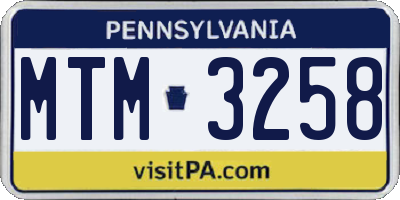 PA license plate MTM3258