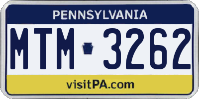 PA license plate MTM3262