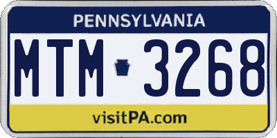 PA license plate MTM3268