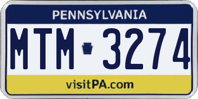 PA license plate MTM3274