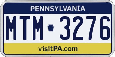 PA license plate MTM3276