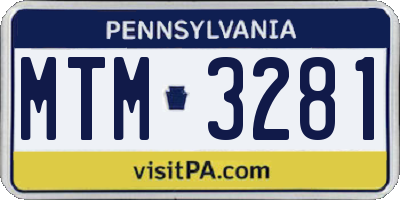 PA license plate MTM3281