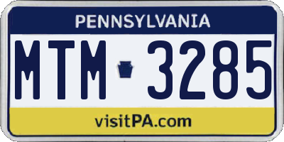 PA license plate MTM3285