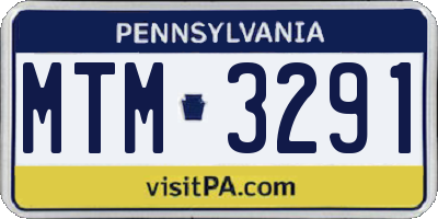 PA license plate MTM3291
