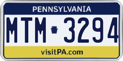 PA license plate MTM3294