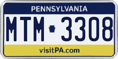 PA license plate MTM3308