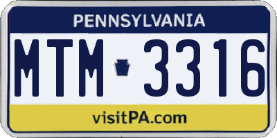 PA license plate MTM3316