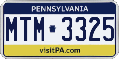 PA license plate MTM3325