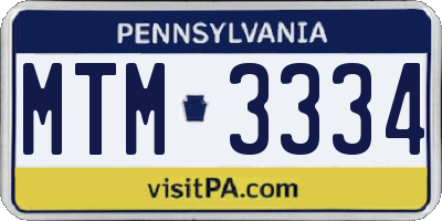 PA license plate MTM3334