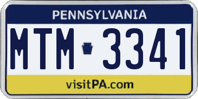 PA license plate MTM3341