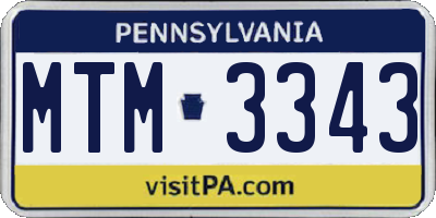 PA license plate MTM3343