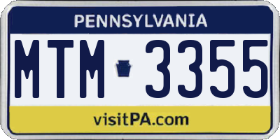 PA license plate MTM3355