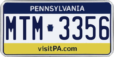 PA license plate MTM3356